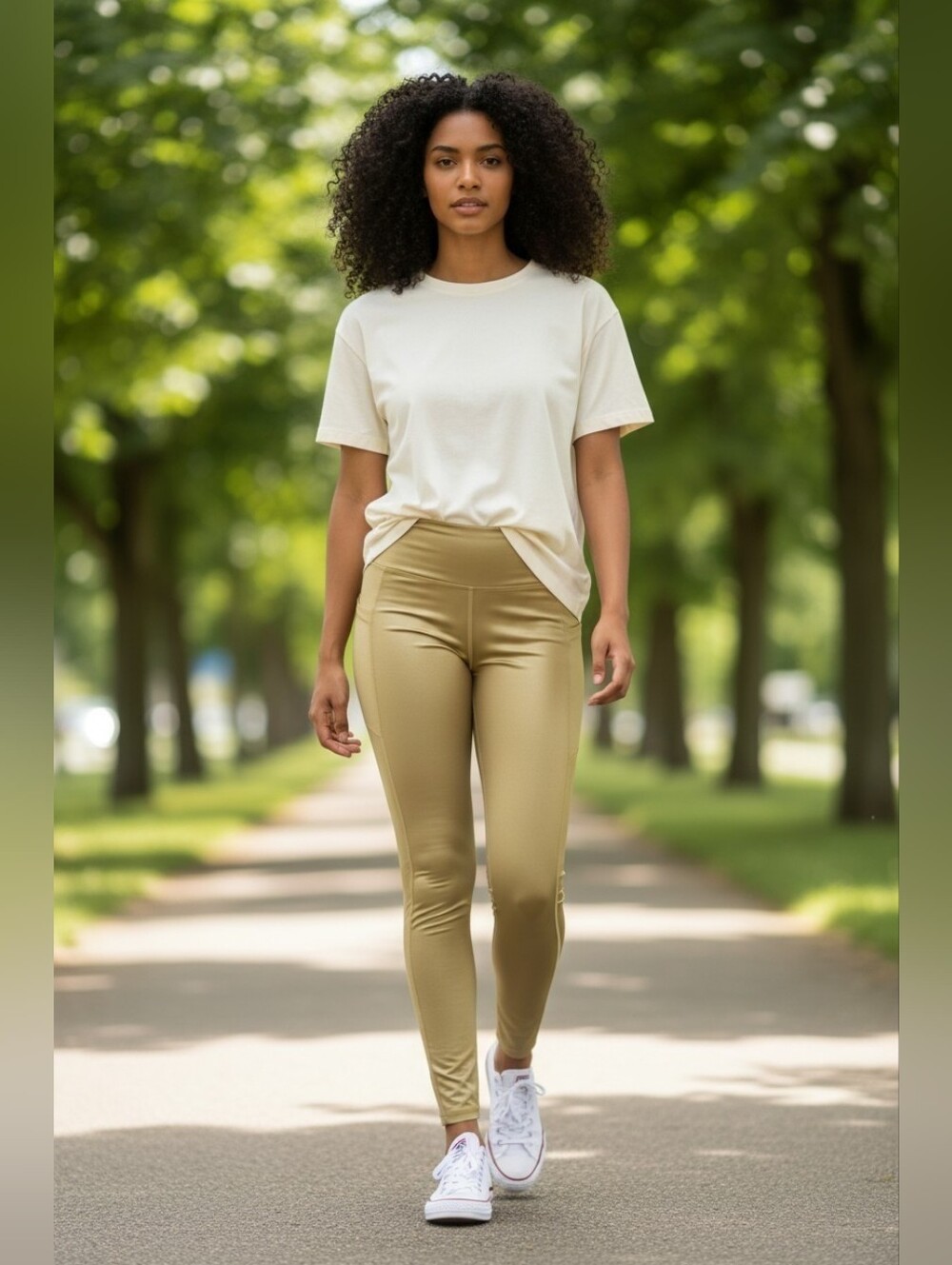 Fabletics Gia Ultra High-Waisted Gold Leggings Sz.L